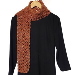 Handmade Burnt orange knit women's scarf